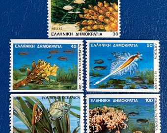 Grèce - Timbres-poste vintage originaux - 1988 - Sea Life - pour collectionneur, artiste ou collectionneur