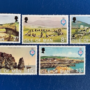 Isola di Man - Francobolli d'epoca originali - 1980 - Siti antichi/Royal Geographic Society - per collezionisti, artisti o artigiani