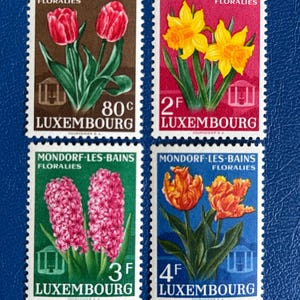 Lussemburgo - Francobolli vintage originali - 1955 - Fiori: Festival di Mondorf-les-Bains - per collezionisti, artisti o artigiani