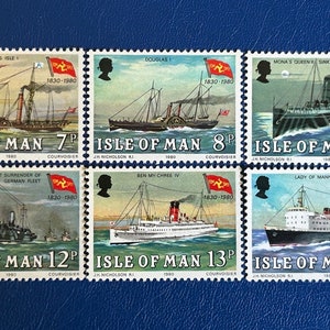 Isola di Man - Francobolli d'epoca originali - 150° anniversario della Steam Packet Company del 1980 - per collezionisti, artisti o artigiani