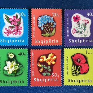 Albania - Original Vintage Postage Stamps - 1965 - Flowering Plants- for the collector, artist or crafter - scrapbooks, collage