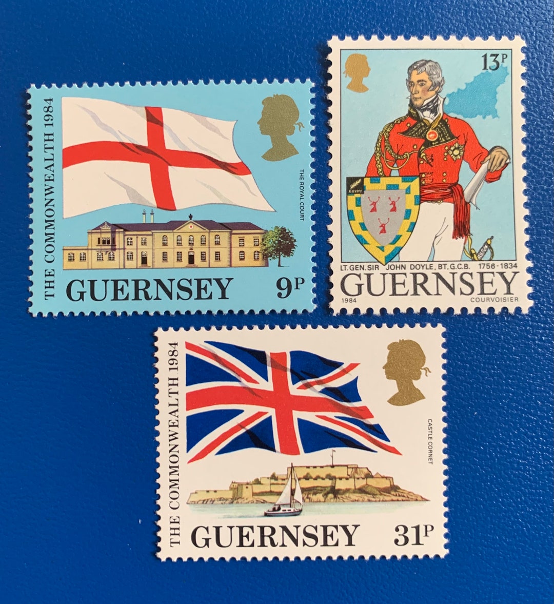 Guernsey Original Vintage Postage Stamps 1984 Links With Etsy