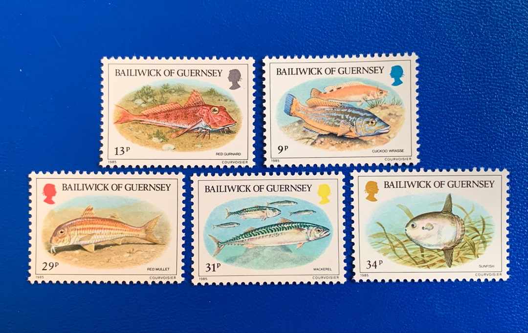 Guernsey Original Vintage Postage Stamps 1985 Fish for Etsy