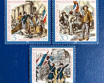 Deutschland (DDR) – Originale Vintage-Briefmarken – 200. Jahrestag der Französischen Revolution 1989 – für Sammler, Künstler oder Bastler