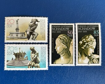 Deutschland (DDR) - Original Vintage Briefmarken- 1989 Skulpturen: Stamp Ex Magdeburg; JG Schadow - für den Sammler, Künstler oder Handwerker