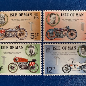 Isola di Man - Francobolli d'epoca originali - Gare motociclistiche Tourist Trophy 1975 (2a serie) - per collezionisti, artisti, artigiani,