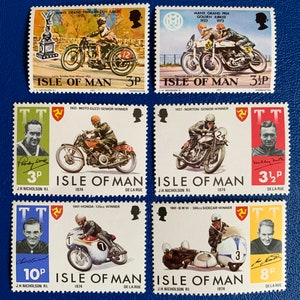Isola di Man - Francobolli d'epoca originali - Gran Premio d'oro dell'Isola di Man e gare motociclistiche del Tourist Trophy 1973-74