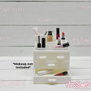 Miniature 1:6 dollhouse Makeup holder, mini cosmetic organizers pretend doll beauty accessories (makeup not included)