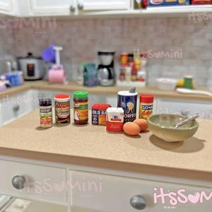 Miniature 1:6 seasonings  Playscale  doll house food, spices, seasonings, mini doll, cooking pretend play