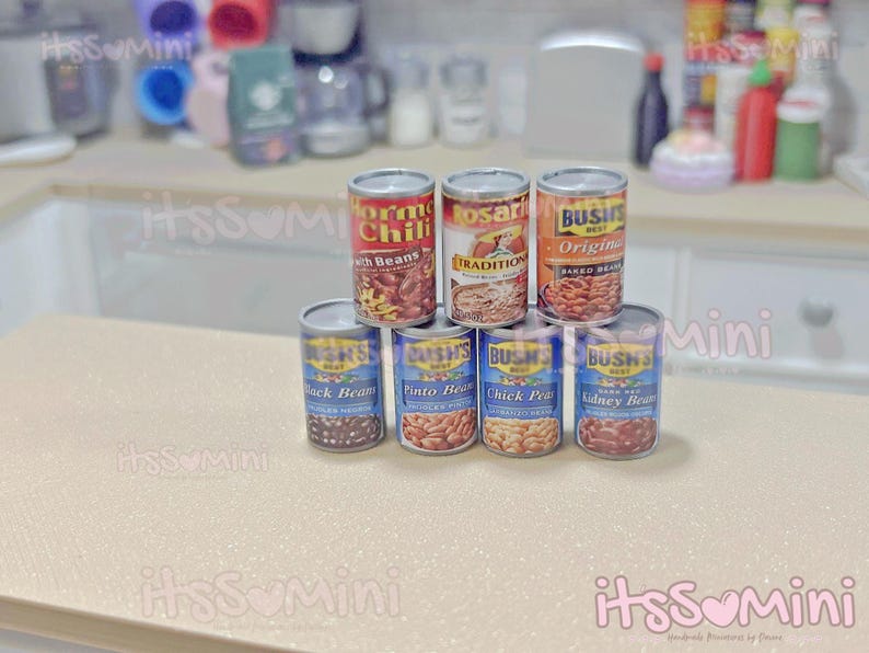 Miniature 1:6 Dollhouse Playscale Canned Food Doll Can of Beans Daily ...