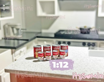 Miniature 1:12 Dollhouse canned foods, doll groceries one twelve scaled doll diorama food