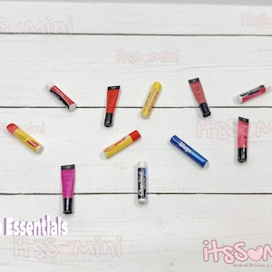 Miniature 1:6 Lip Essentials for dollhouse chap stick lip gloss makeup doll lips