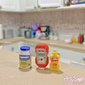 Miniature 1:6 playscale Sauce, condiments, hot sauce, Mini Mayonnaise