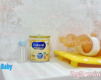 Miniature 1:6 scale Dollhouse playscale Baby Formula doll baby groceries pretend play doll baby food