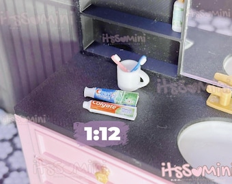 Miniature 1:12 Dollhouse Essentials doll bathroom toothbrush toothpaste doll beauty household items minis