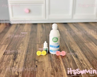 Miniature 1:6 Dollhouse playscale Eye care mini contact solution contact case for dolls and pretend play