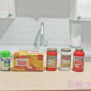 Miniature 1:6 pasta sauce dollhouse food miniature grocery mini Alfredo sauce spaghetti dollhouse dinner
