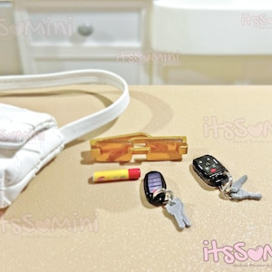 Miniature car keys, 1:6 playscale keys, doll house keys, mini car keys, miniature house keys, mini keys miniature car