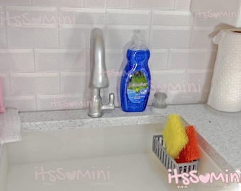 Miniature 1:6 Dollhouse play scale Essentials Mini Dish washing soap doll kitchen miniature doll stuff