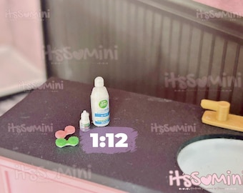 Miniature 1:12 Dollhouse Eye drops mini contact case miniature contact solution