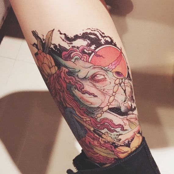 Pegasus Hand Painted Japanese Style Temporary Tattoo - Etsy UK