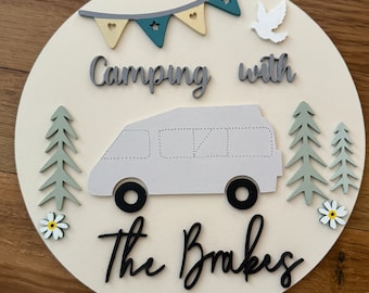 Placa personalizada para camping, caravana o autocaravana