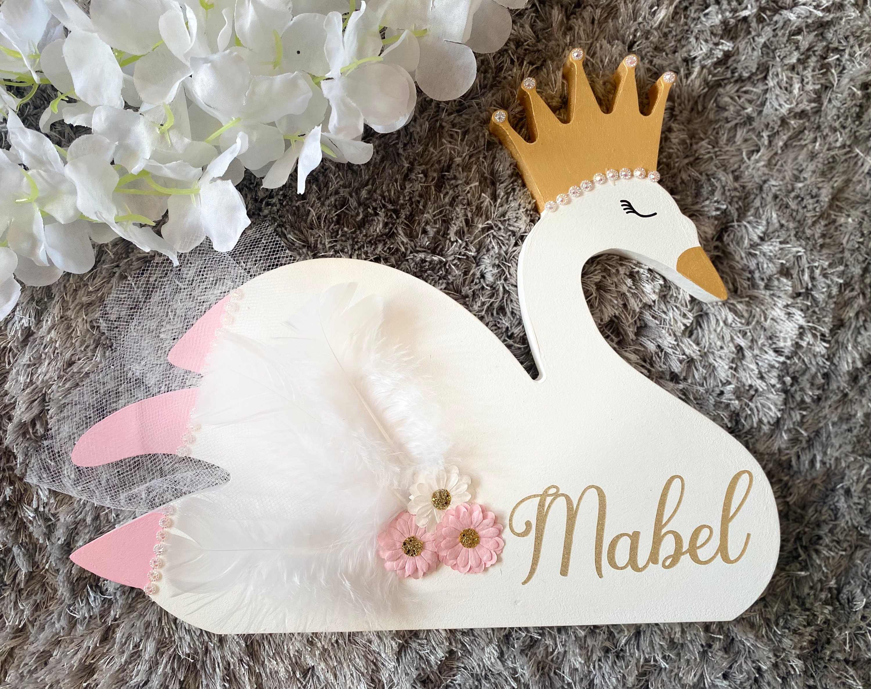 Swan Nursery Decor/ Swan Shelfie / Princess Swan With Crown / Etsy UK