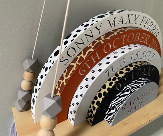 Engraved Animal Print Stacking Rainbow