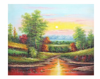 CUSTOM Art Painting, Landscape Painting, Original Oil Art on Horizontal Canvas 20x24"-Free Shipping