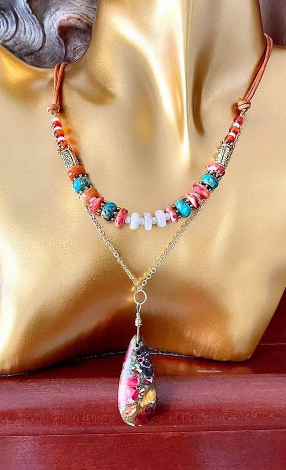 Agate necklace deals etsy