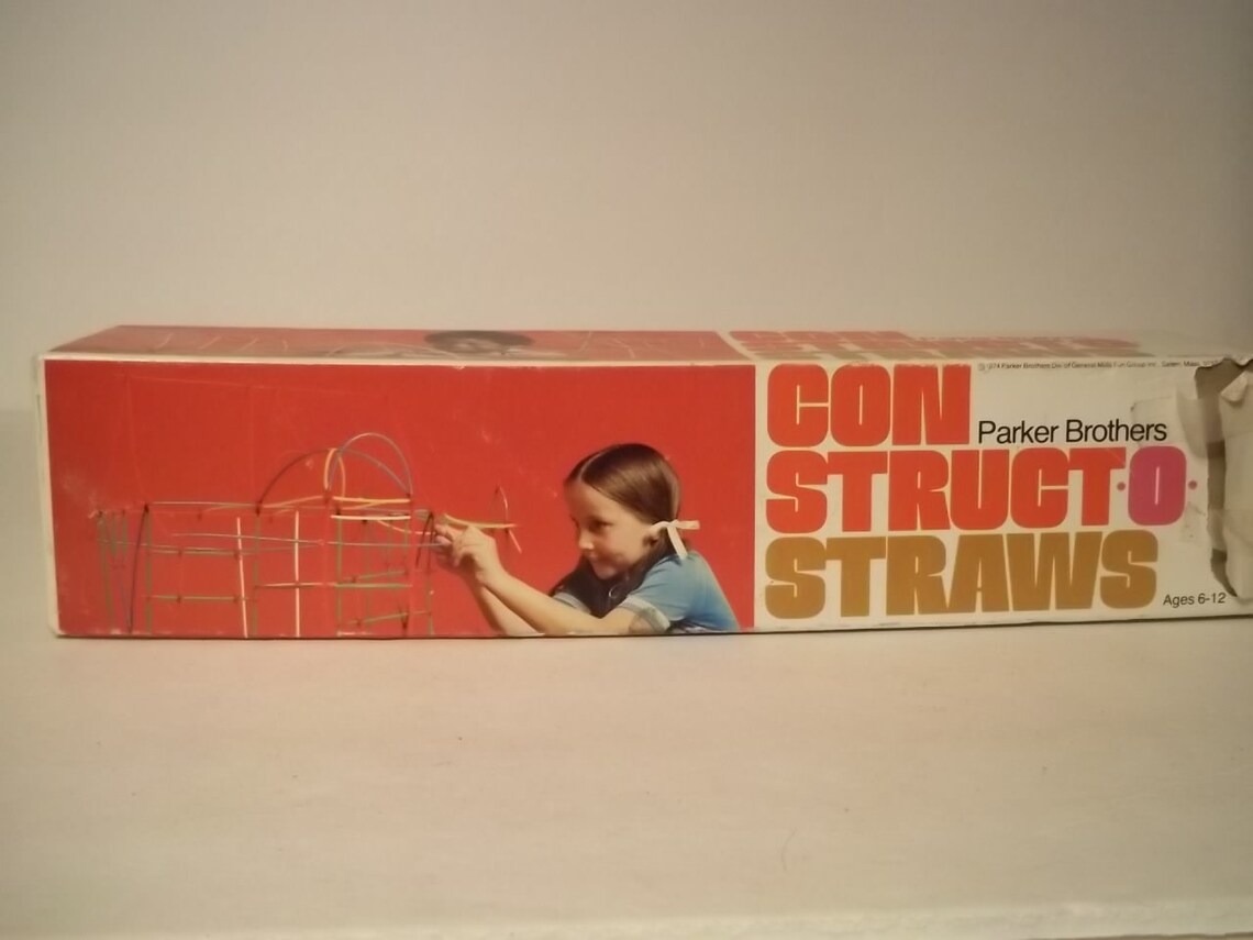 1970s Constructo Straws building kit by Parker Brothers Etsy