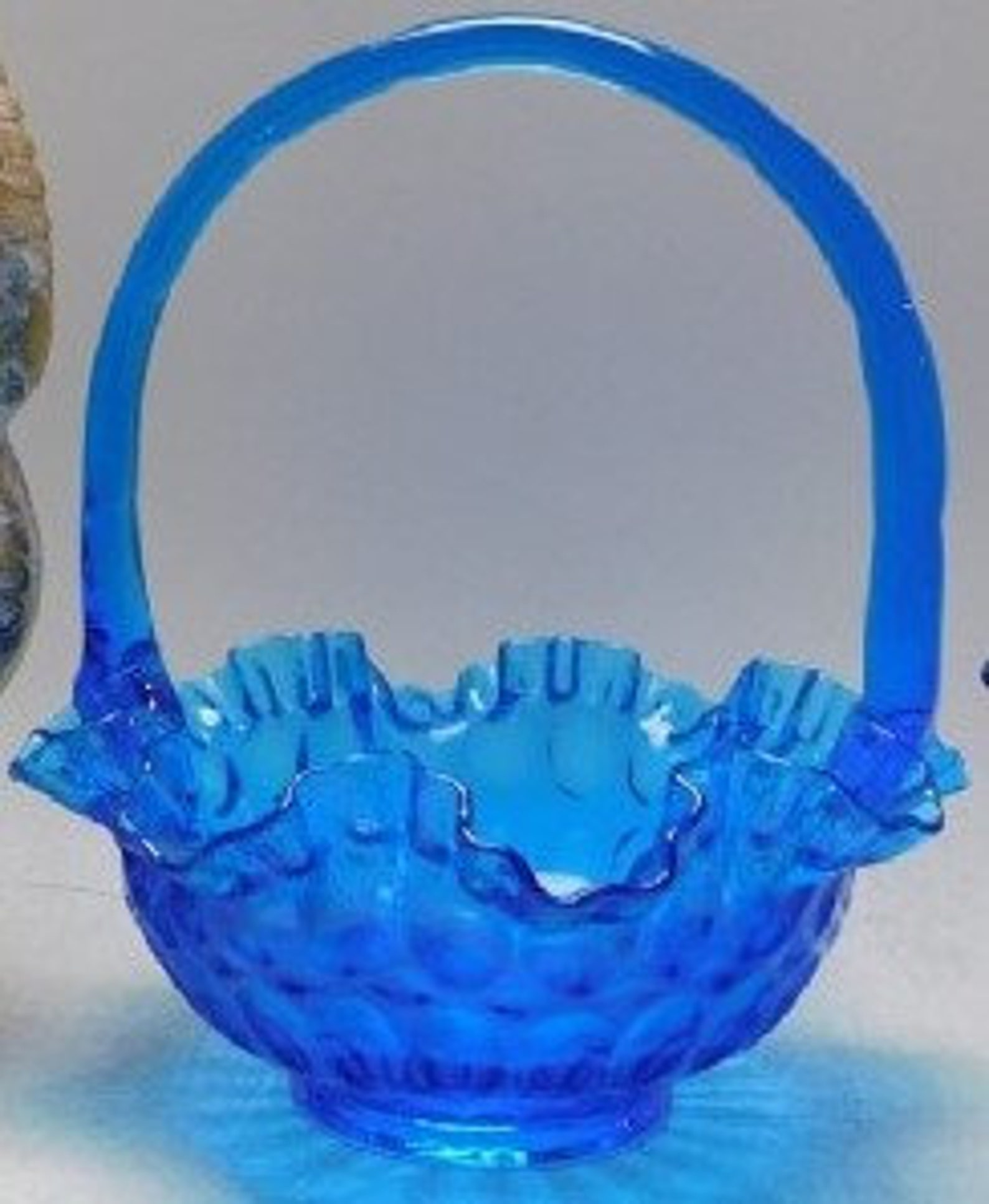 12 inch Fenton Glass Blue Basket with loop handle Etsy