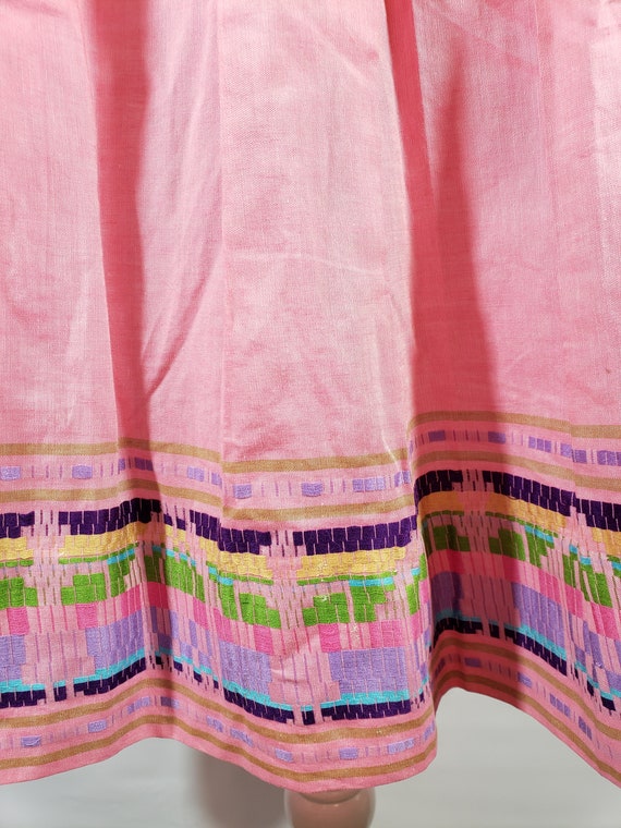 1950s Pink Embroidered Pleated Pastel Skirt Size … - image 9