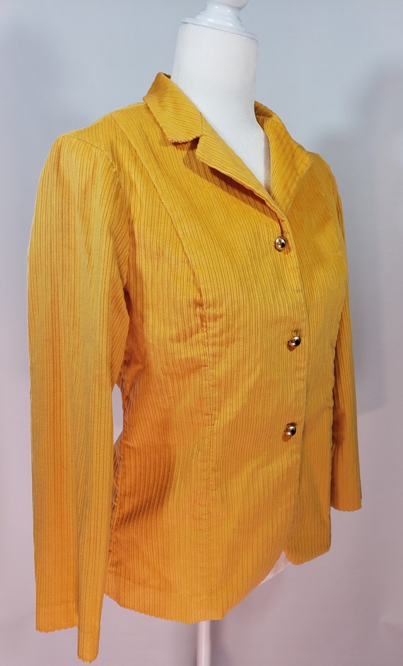 1950s 1960s Yellow Sz M Goldenrod Corduroy Blazer… - image 3