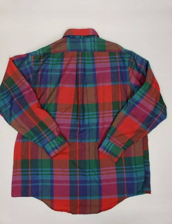 80s 1980s Sears Roebuck Plaid Multi-Color Shirt B… - image 6