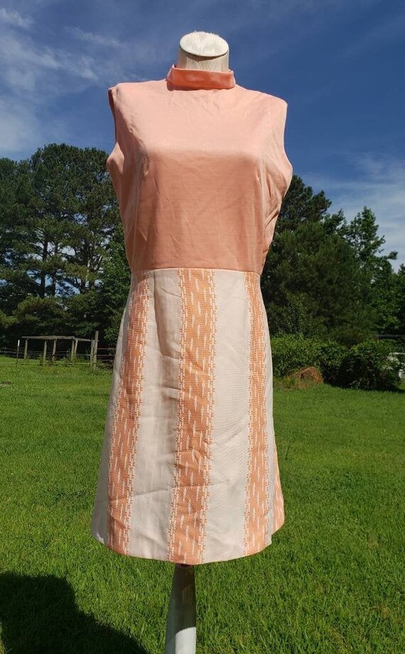 Vintage 60s to 70s Orange Sherbert Two Toned Dres… - image 3