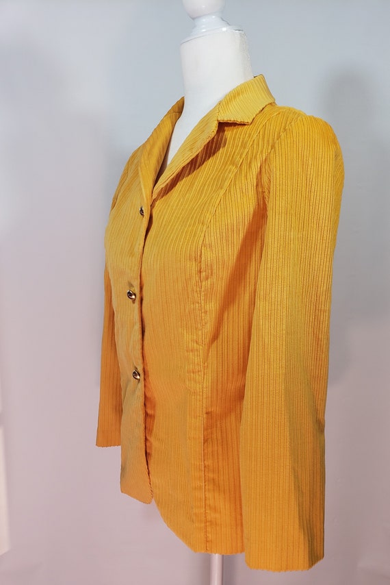 1950s 1960s Yellow Sz M Goldenrod Corduroy Blazer… - image 4