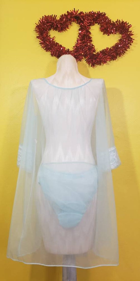 Rare Vintage 50s 60s Sexy Blue Sheer Nightgown an… - image 5