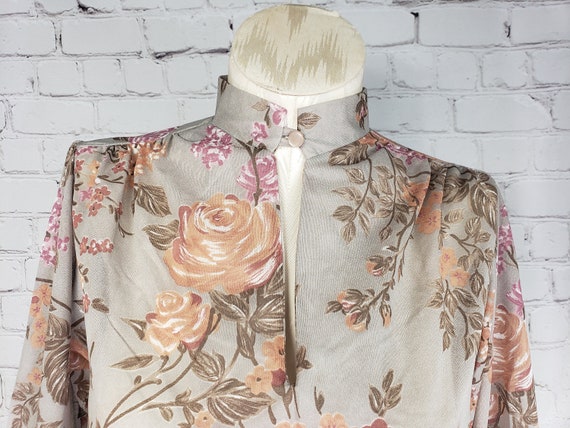 70s NWT Floral Cottage Core Puffed Sleeves Collar… - image 5