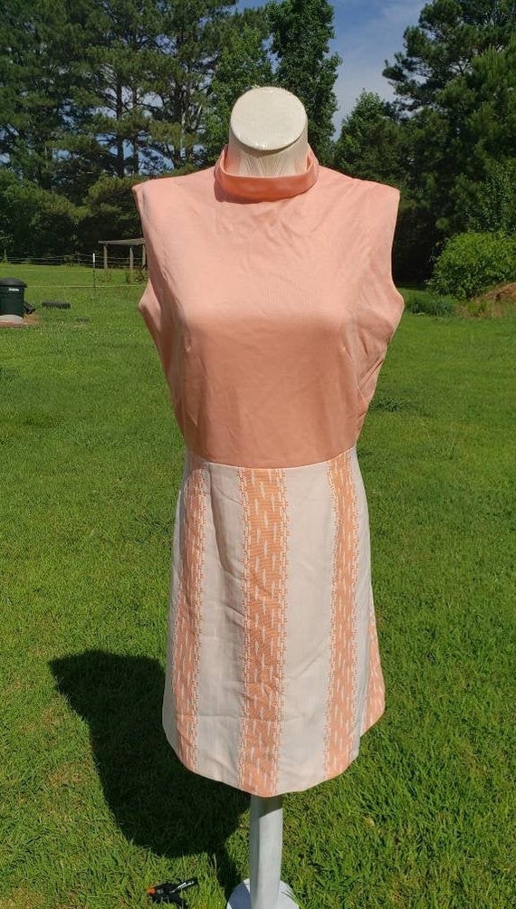 Vintage 60s to 70s Orange Sherbert Two Toned Dres… - image 2