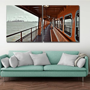New York City Staten Island Ferry Manhattan City View  2 panel