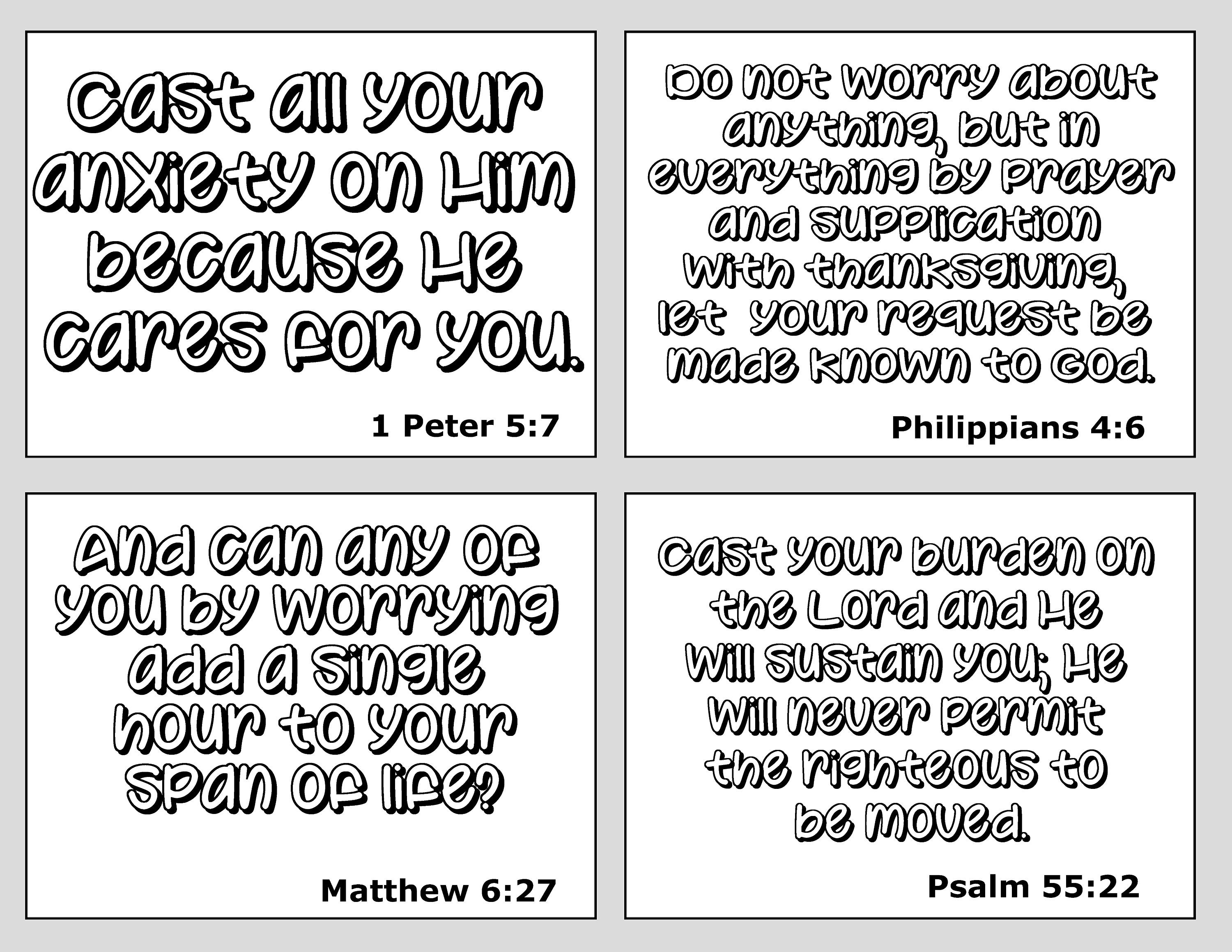 4 Bible Verse Cards to Read When You're Stressed/worried, Digital Printable, Scripture Cards ...