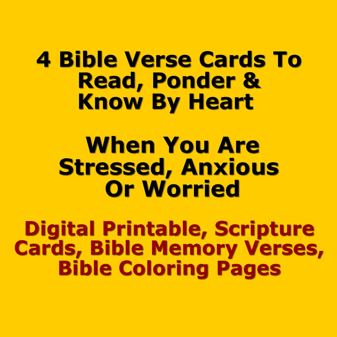 4 Bible Verse Cards to Read When You're Stressed/worried, Digital Printable, Scripture Cards ...