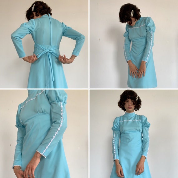 Vintage 1960s Empire Waist Puff Sleeve Prairie Mic