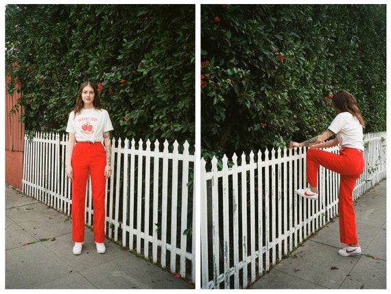Vintage 1980s 80s Calvin Klein Candy Apple Red Hi… - image 1
