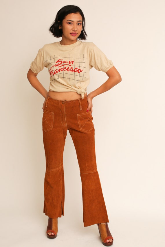 Vintage 1960s 60s Woodstock Era Tan Suede Leather… - image 2