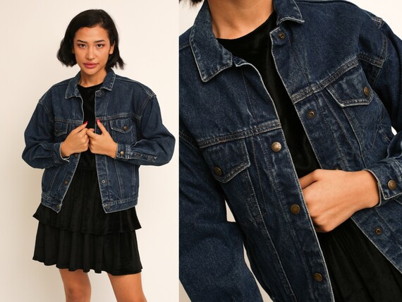 Vintage 1980s 80s Calvin Klein Dark Denim Jacket … - image 1