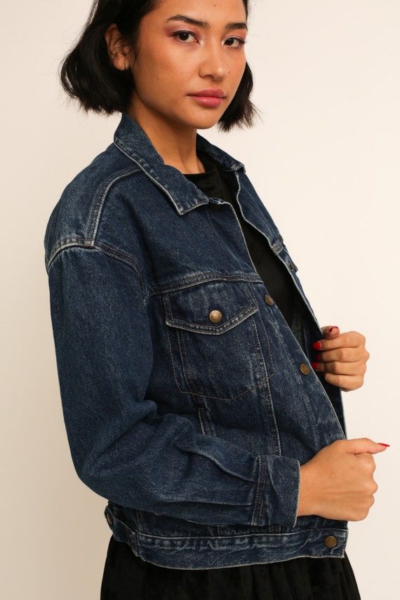 Vintage 1980s 80s Calvin Klein Dark Denim Jacket … - image 2