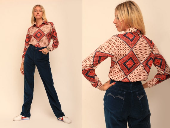 Vintage 1970s Levi's Movin' On High Waisted Velve… - image 1