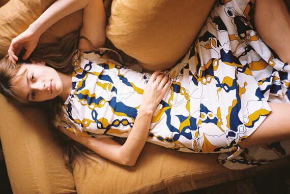 Vintage 1970s Abstract Maxi House Dress